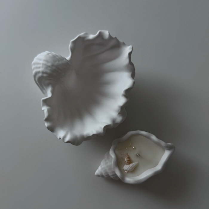 Aromātiskā svece ģipša trauciņā "Mini shell" 11x7x5cm