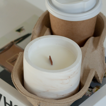 Scented candle in gypsum jar